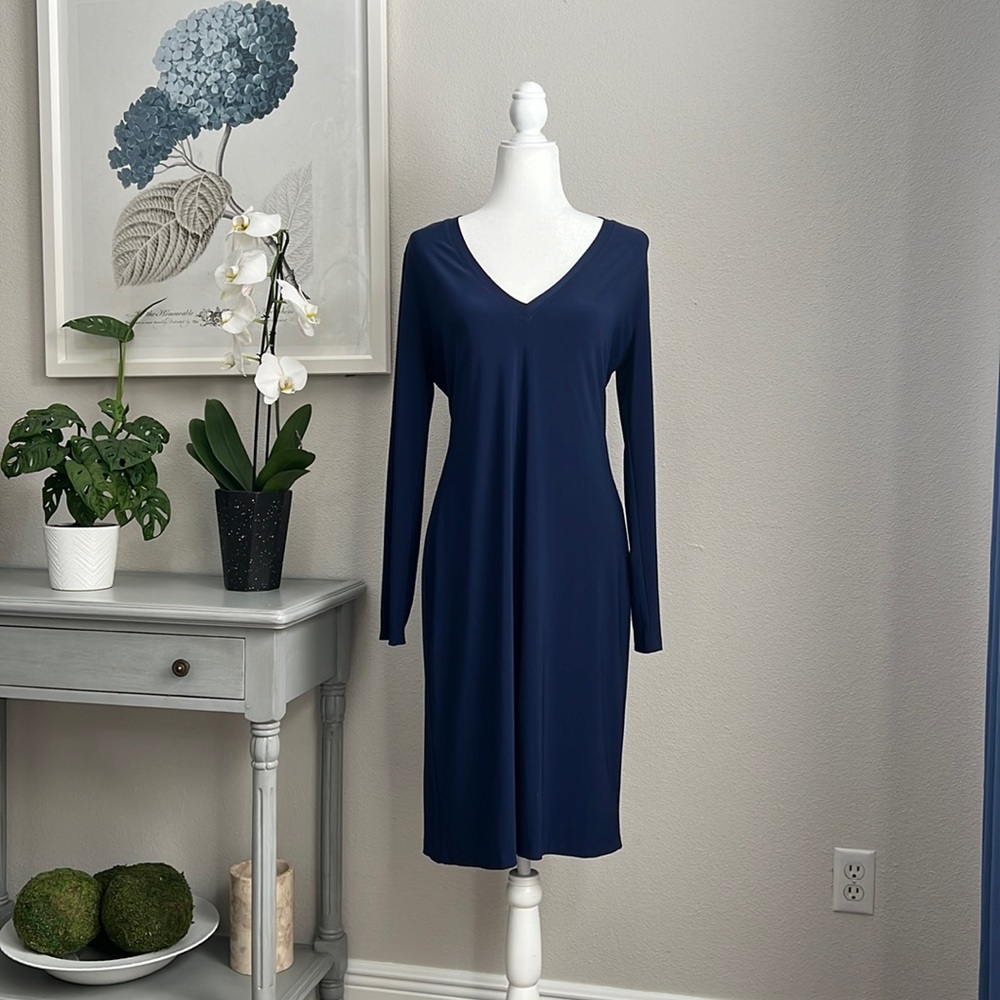 Norma Kamali Long Sleeve V-Neck Dress